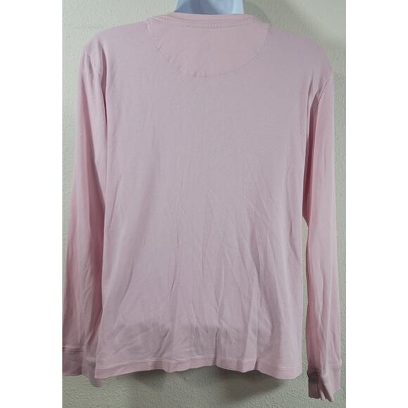 L.L. Bean Light Pink 5 Button Henley Long Sleeve Top Medium Lightweight Stretchy - Picture 2 of 6